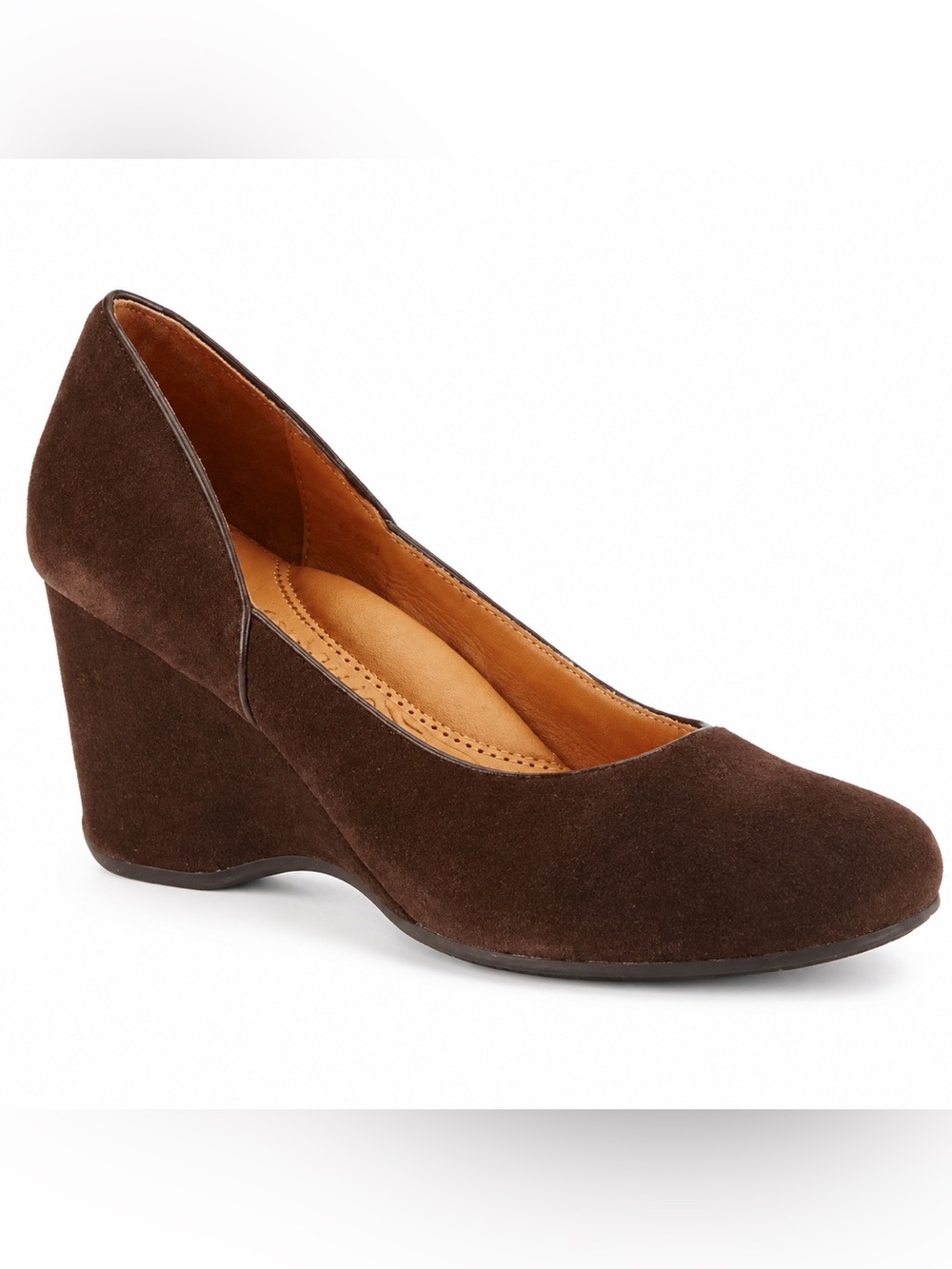 Gentle Souls Ridge Amaru Brown Suede Wedge Heels Size 9.5 Comfort Luxury Pumps